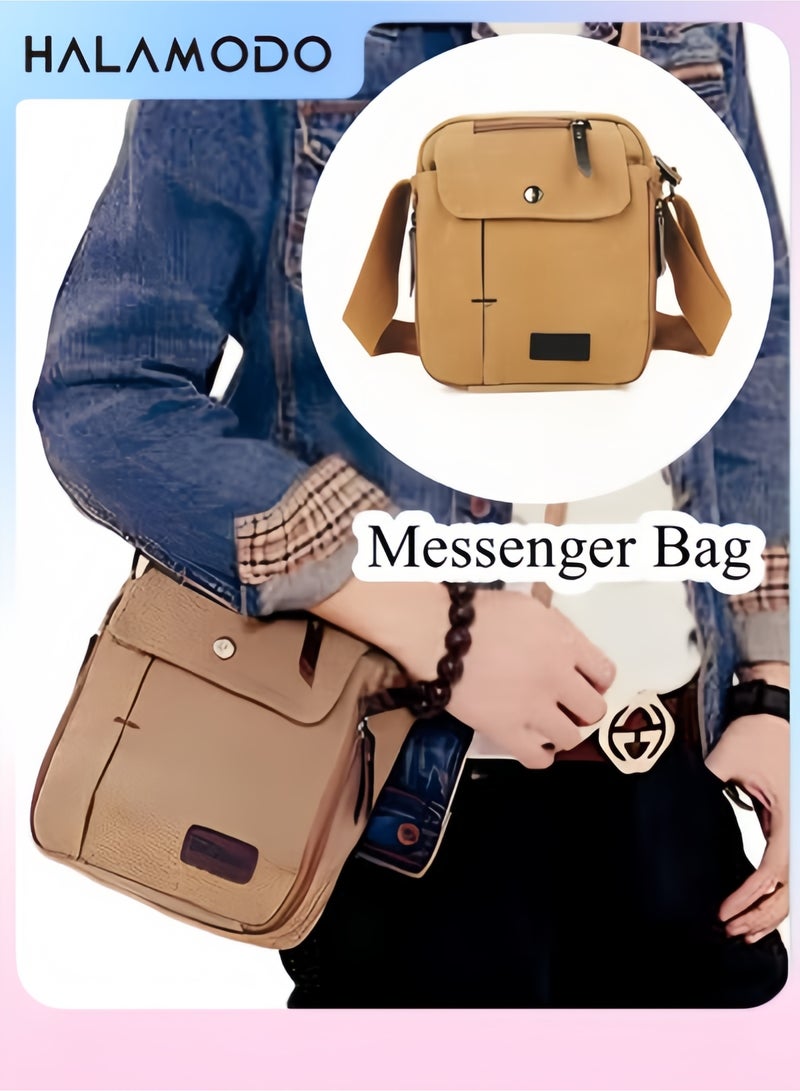 Halamodo Men's Messenger Bag Canvas Shoulder Bags Travel Bag Purse Crossbody Bags Satchel Bag Vintage Multipurpose Canvas Crossbody Bag Business Purse - Image 1