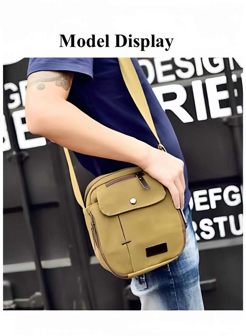 Halamodo Men's Messenger Bag Canvas Shoulder Bags Travel Bag Purse Crossbody Bags Satchel Bag Vintage Multipurpose Canvas Crossbody Bag Business Purse - Image 3