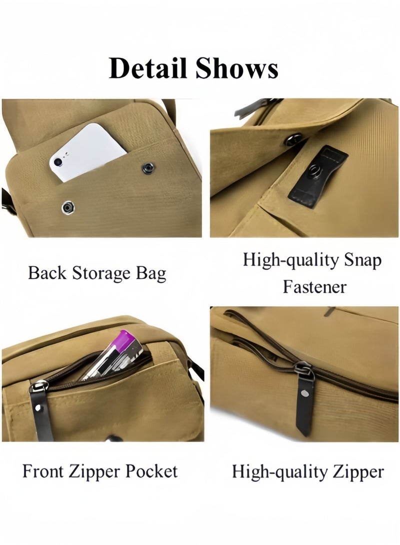 Halamodo Men's Messenger Bag Canvas Shoulder Bags Travel Bag Purse Crossbody Bags Satchel Bag Vintage Multipurpose Canvas Crossbody Bag Business Purse - Image 4