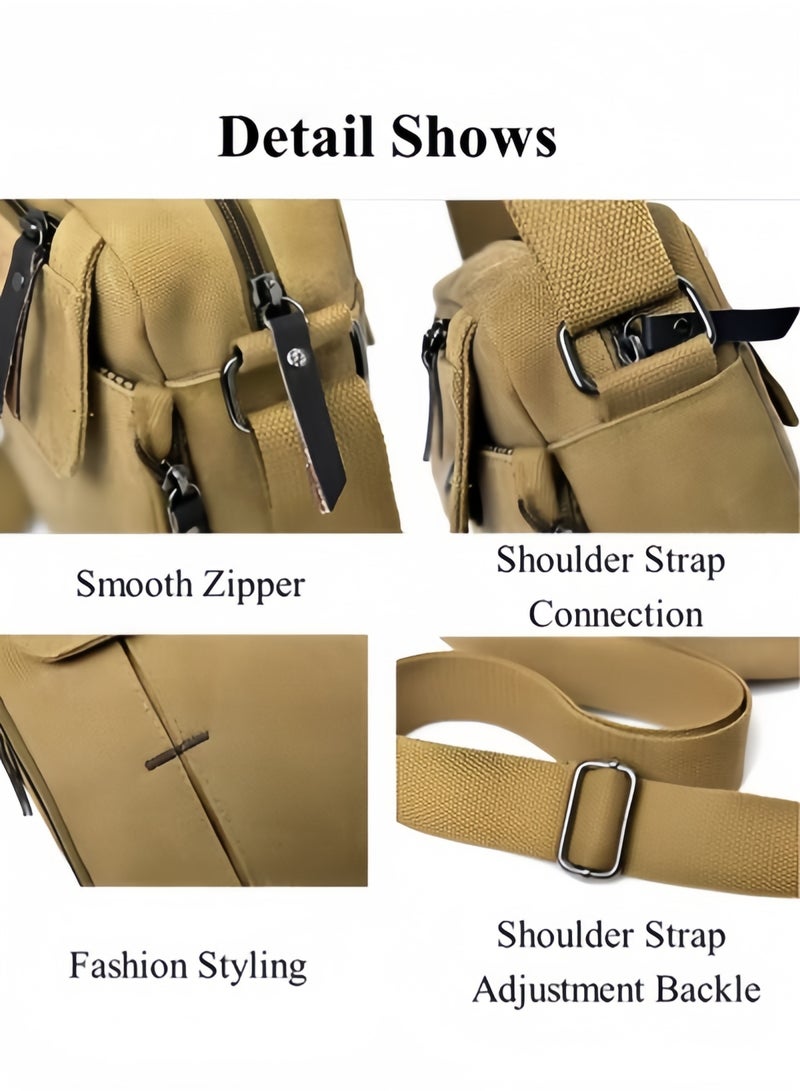 Halamodo Men's Messenger Bag Canvas Shoulder Bags Travel Bag Purse Crossbody Bags Satchel Bag Vintage Multipurpose Canvas Crossbody Bag Business Purse - Image 5
