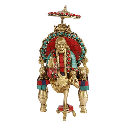 Kartique Bass Idol of Sai Baba for Spiritual Home Decor in Multicolor Height 8 Inch - Image 3