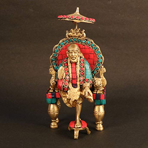 Kartique Bass Idol of Sai Baba for Spiritual Home Decor in Multicolor Height 8 Inch - Image 1