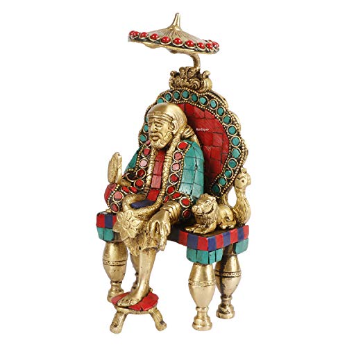 Kartique Bass Idol of Sai Baba for Spiritual Home Decor in Multicolor Height 8 Inch - Image 5