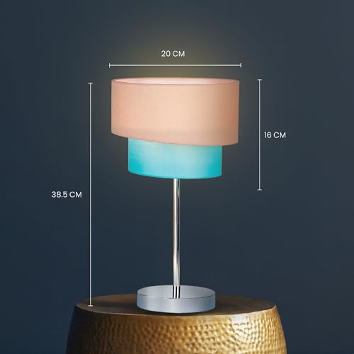 MAGIK Stellar Lady Decorative Table Lamp (Pink + Light Blue) | 9W Warm White E27 Base Bulb Included | Metal Base with Fabric Shade | Modern Table Lamp for Home & Office - Image 4