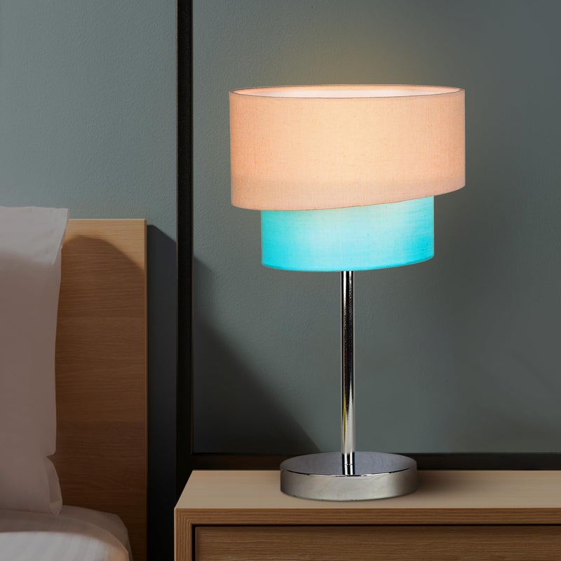 MAGIK Stellar Lady Decorative Table Lamp (Pink + Light Blue) | 9W Warm White E27 Base Bulb Included | Metal Base with Fabric Shade | Modern Table Lamp for Home & Office - Image 5
