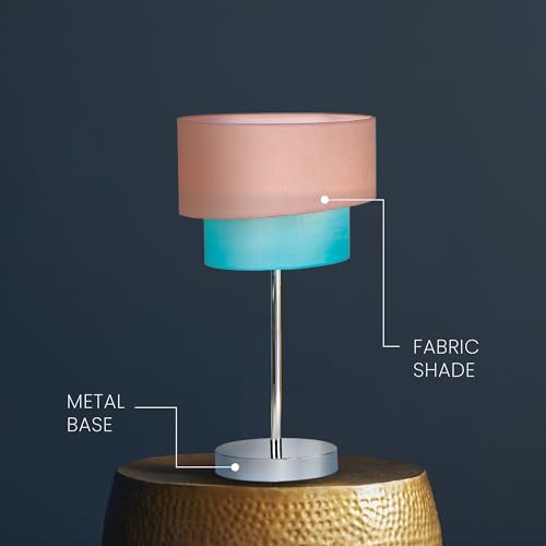 MAGIK Stellar Lady Decorative Table Lamp (Pink + Light Blue) | 9W Warm White E27 Base Bulb Included | Metal Base with Fabric Shade | Modern Table Lamp for Home & Office - Image 3