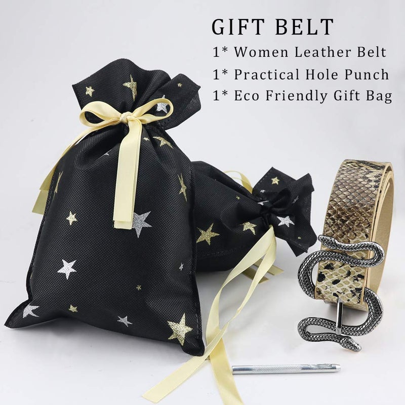 taffeta alley taffeta alley Black Leather Belts for Women,Womens Black Belts With for Jeans with Gold Buckle, 2pack Length 120cm  - Image 5