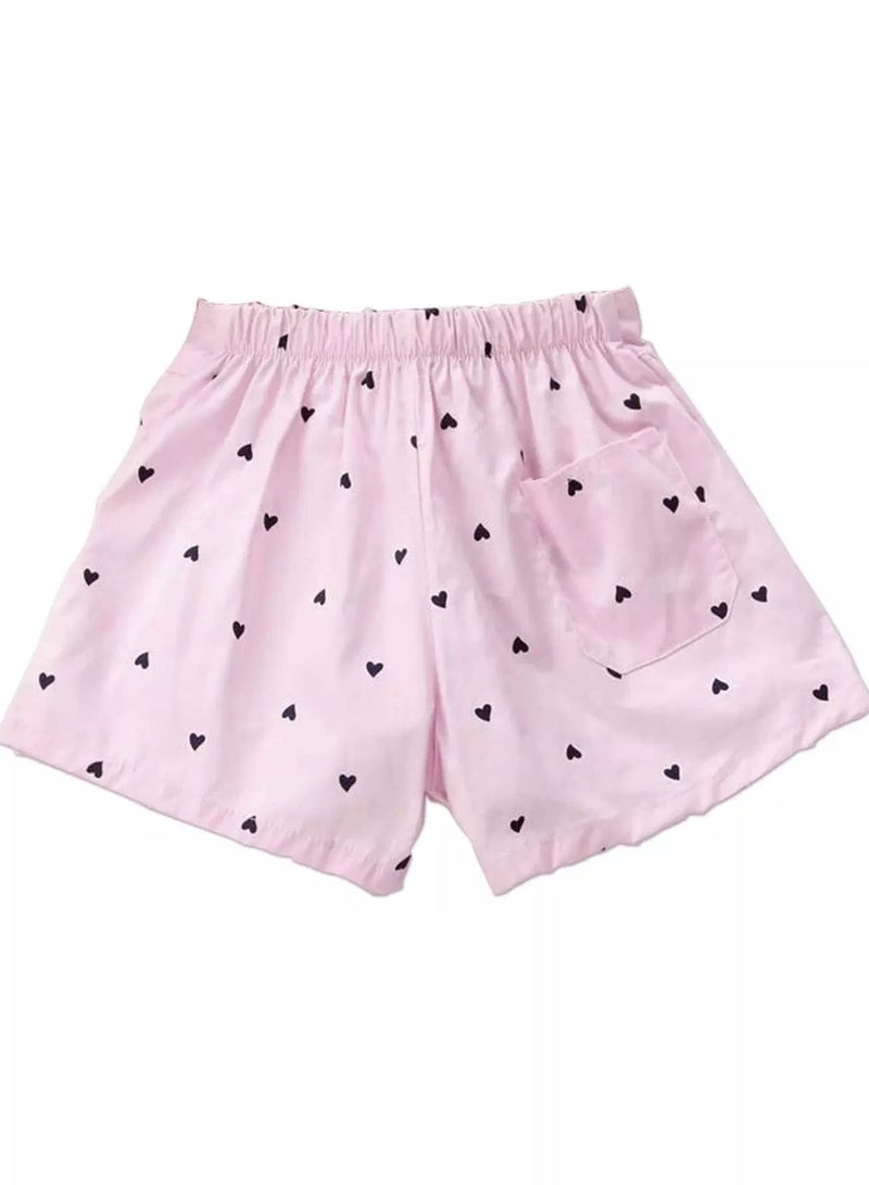 Toddler Girls Heart Print Bow Front Shorts - Image 1