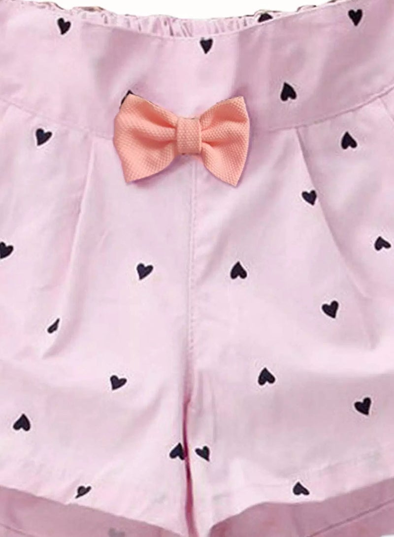 Toddler Girls Heart Print Bow Front Shorts - Image 3