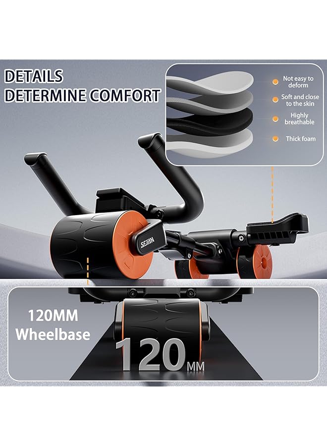 EqiEch Multifunctional Ab Roller Adjustable Length Elbow Pad Dual Wheels LCD Timer Anti Slip Foam Grip 200 lbs Capacity  - Image 2