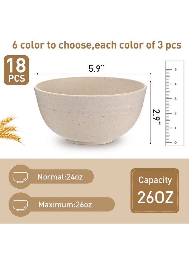 Geosar 18 Pcs Unbreakable Cereal Bowls 24 Oz Microwave and Dishwasher Safe Wheat Straw Fiber Lightweight Bowl Soup Bowls Kitchen Bowls for Serving Salad Dishes Oatmeal(White, Black, Gray) - Image 3