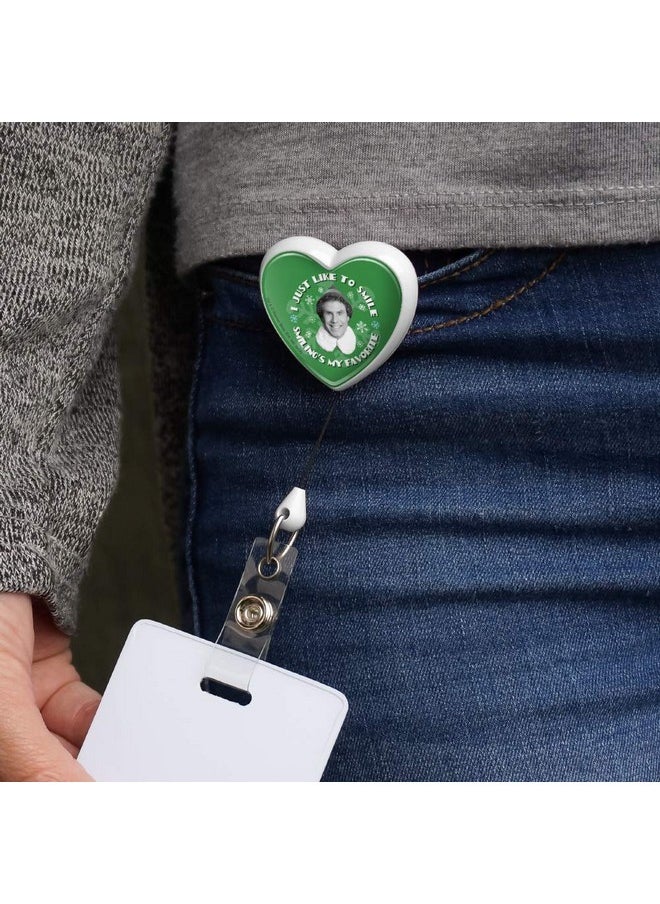 GRAPHICS & MORE - Elf Movie I Just Like To Smile Heart Lanyard Retractable Reel Badge Id Card Holder - Image 1