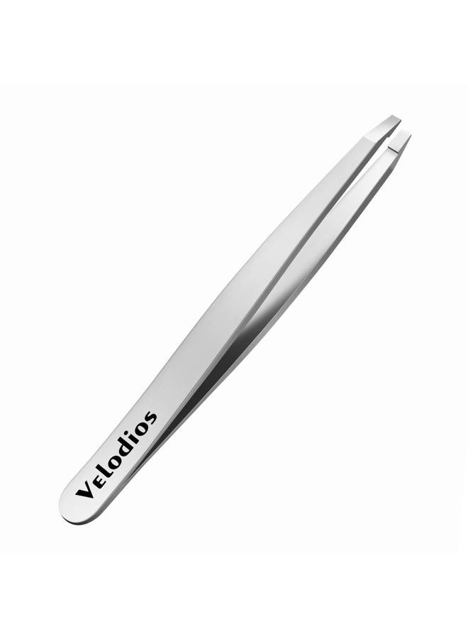 Velodios Professional Precision Tweezers for Women and Men, Stainless Steel Flat Tip Tweezers for Eyebrow, Facial Hair,Chin Hair and Ingrown Hair Removal - Image 1