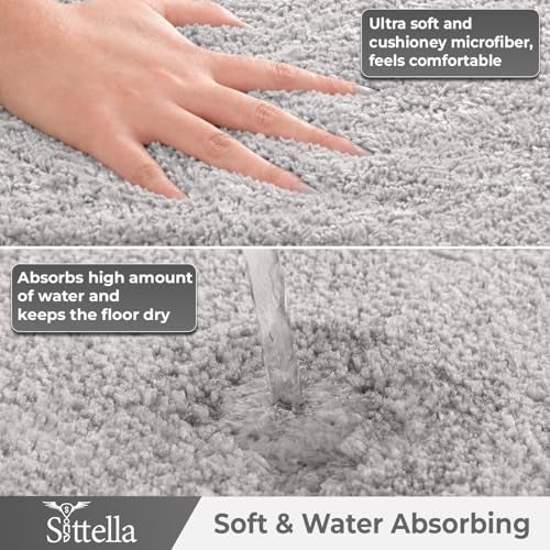 SITTELLA® Pack of 1 Premium 2000 GSM Microfiber Bathroom Mats (60x40 cm) | Ultra Soft Plush Bath Rug | Anti-Skid Backing | Super Water Absorbent & Quick Dry | Washable Bath Mat for Shower| Light-Grey - Image 5