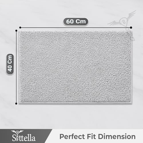 SITTELLA® Pack of 1 Premium 2000 GSM Microfiber Bathroom Mats (60x40 cm) | Ultra Soft Plush Bath Rug | Anti-Skid Backing | Super Water Absorbent & Quick Dry | Washable Bath Mat for Shower| Light-Grey - Image 2