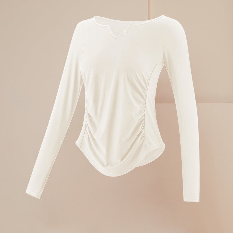 Generic Womens Quick-Dry Yoga Top Long Sleeve Running Jacket Milk apricot 