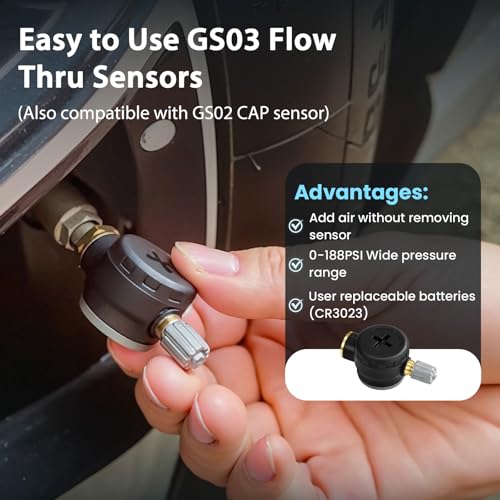 GUTA RV Tire Pressure Monitoring System, RV TPMS with 10 Flow Thru Sensors, 6 Alert Modes, Signal Booster, Power Saving Display, Long Sensing Distance, for 3 Trailers (T1/T2/T3), Camper, Motorhome - Image 3