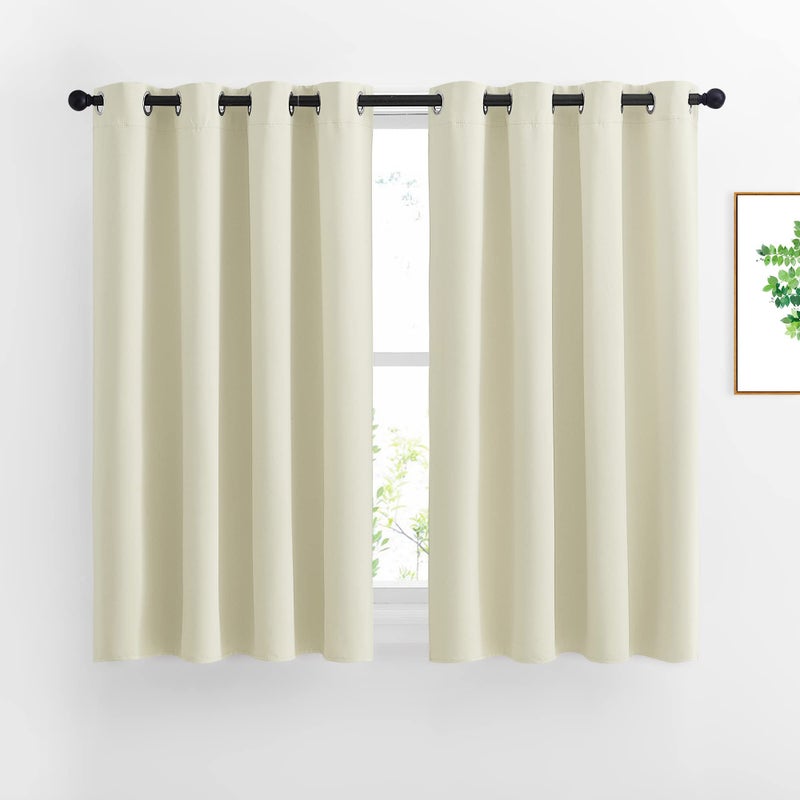 NICETOWN NICETOWN Short Window Curtains 45 L  Grommet Sunlight Reducing Solid Vertical Curtains and Drapes for Cafe  Home Office Beige 52 Wide Per Panel Sold by 2 Panels