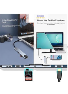 ماركة غير محددة هب محول متعدد المنافذ USB نوع سي 8 في 1 الألومنيوم لأجهزة ماك بوك برو- اير وأجهزة عالية الدقة HD مع ميزة 4 كيه 30 بي دي 87 وات ومنافذ 1.1 و2.0 و3.0 رمادي  - Image 4