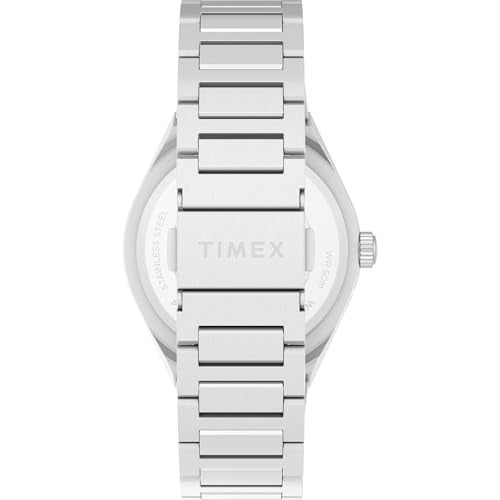 TIMEX Q Continental Analog Blue Round Dial & Silver Stainless Steel Bracelet Band Water Resistant Men's Wrist Watch - TW2Y25100IK - Image 3