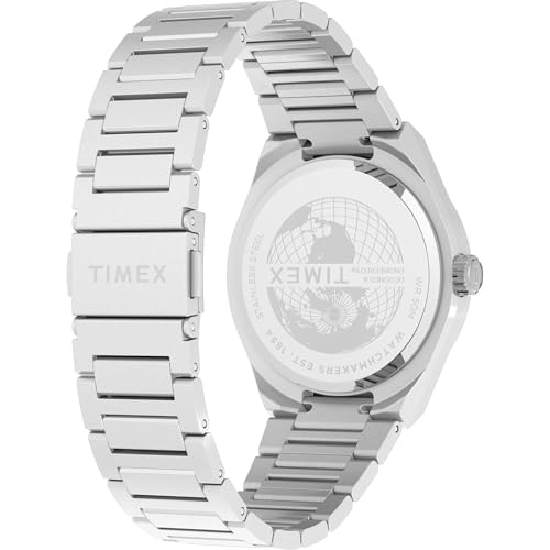TIMEX Q Continental Analog Blue Round Dial & Silver Stainless Steel Bracelet Band Water Resistant Men's Wrist Watch - TW2Y25100IK - Image 5