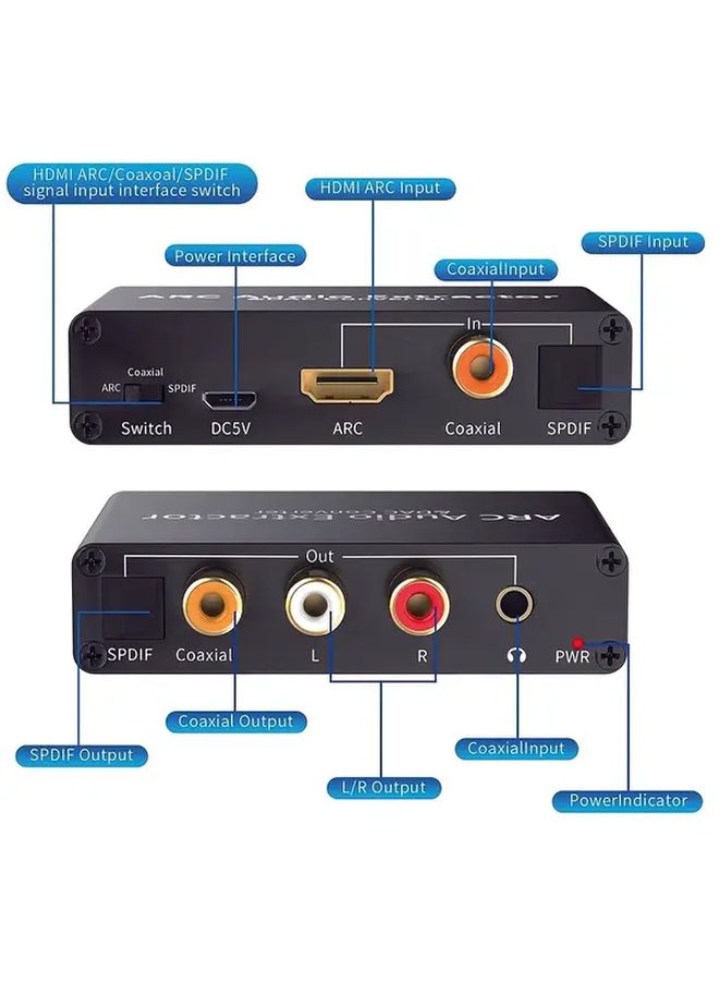 محول الصوت HDTV ARC 7400ARC مع محول DAC 192KHz من الألياف الضوئية والمحوري RCA إلى التماثلي - Image 3
