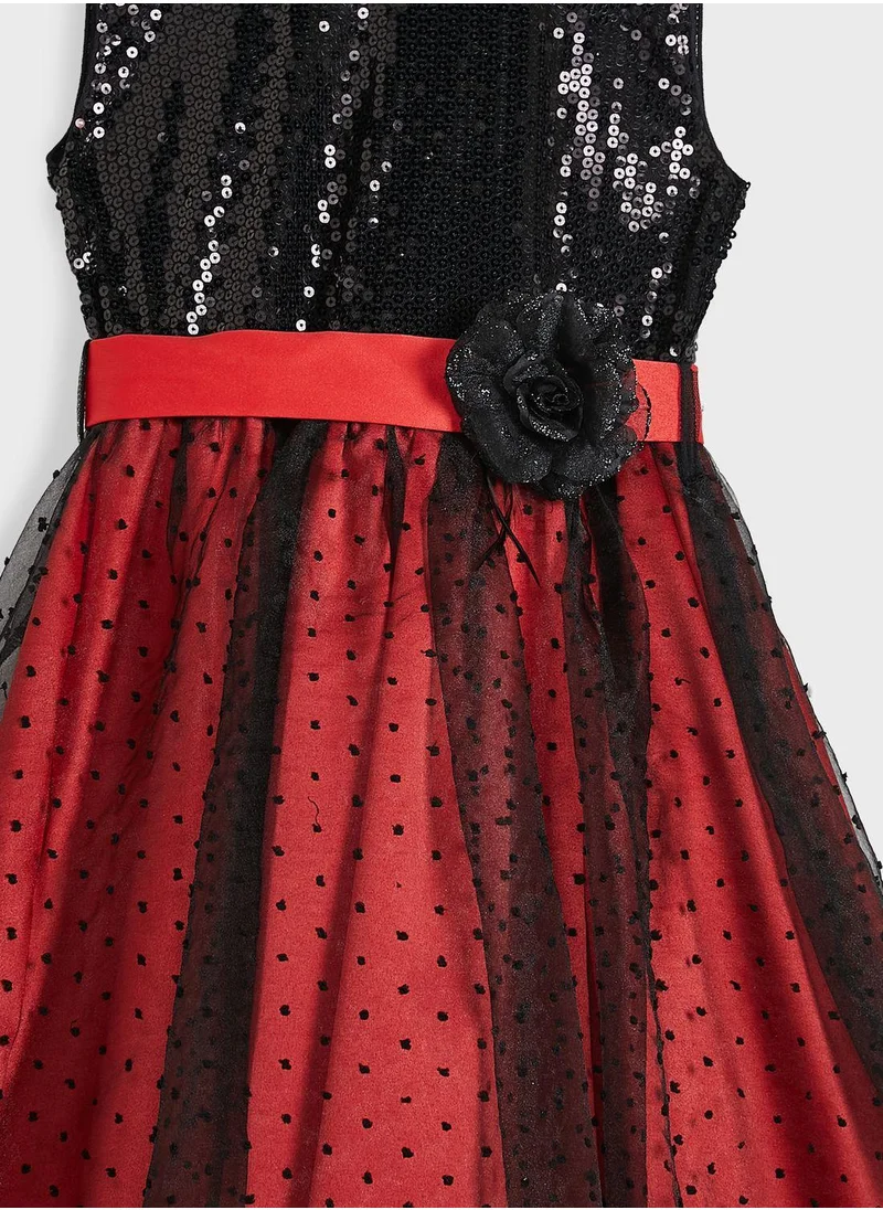 Little Golden Apple Sequin Bodice Dress