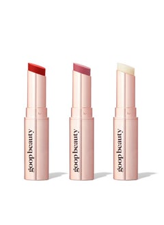 Beauty Lip Balm Trio Moisturizing & Hydrating Lip Balm For Chapped Cracked & Dry Lips Clear Peony And Tomato Lip Tint With Nourishing Formula Petroleum & Paraben Free 0.16 Oz Each