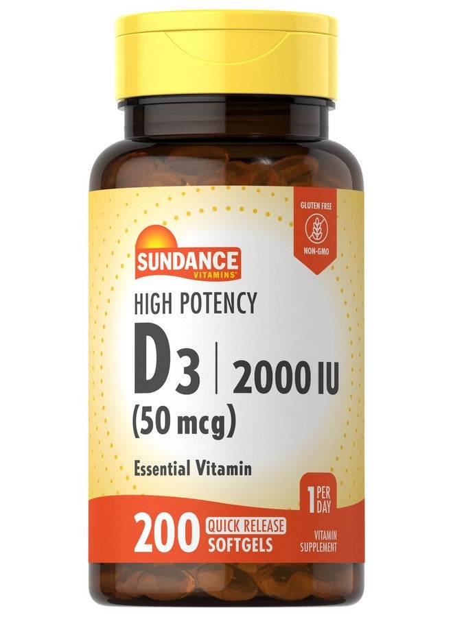 Sundance High Potency D3 2000 IU | 200 Quick Release Softgels | Essential Vitamin Formula | Non-GMO and Gluten Free Supplement - Image 1