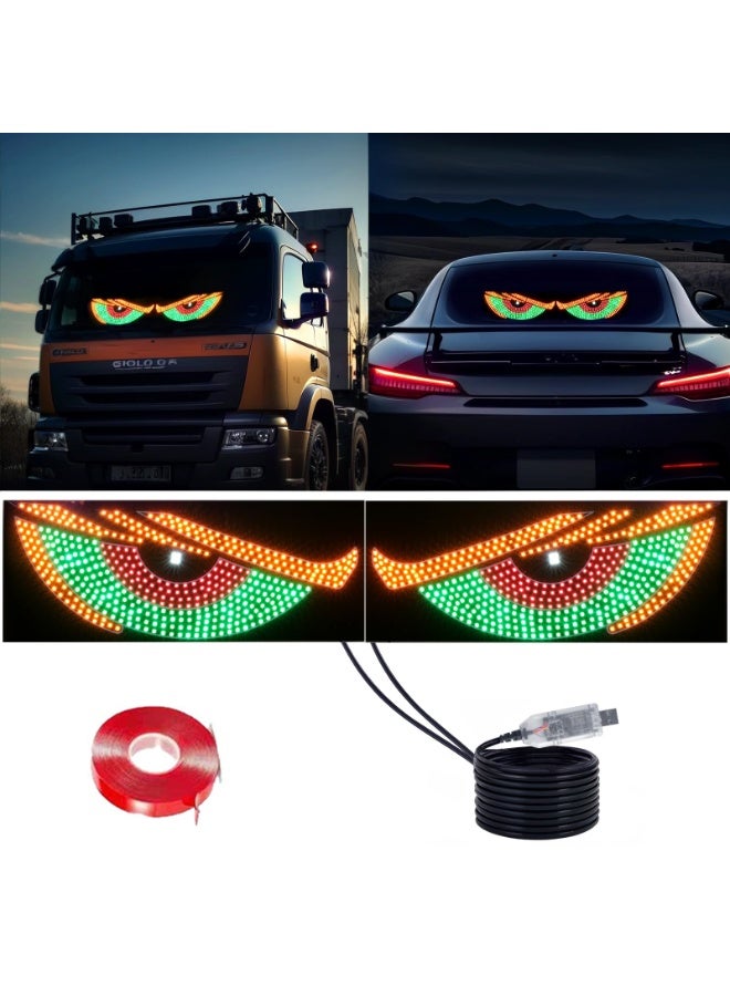 2-Pack Car LED Demon Eye Decorative Lights, USB Warning Lights, Dynamic Demon Eye Mood Lights, Auto Accessories, 11.8" x 4.7", Suitable for Windows of Sedan and Small to Medium Trucks - Image 1
