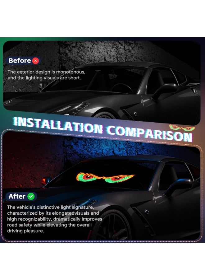 2-Pack Car LED Demon Eye Decorative Lights, USB Warning Lights, Dynamic Demon Eye Mood Lights, Auto Accessories, 11.8" x 4.7", Suitable for Windows of Sedan and Small to Medium Trucks - Image 4