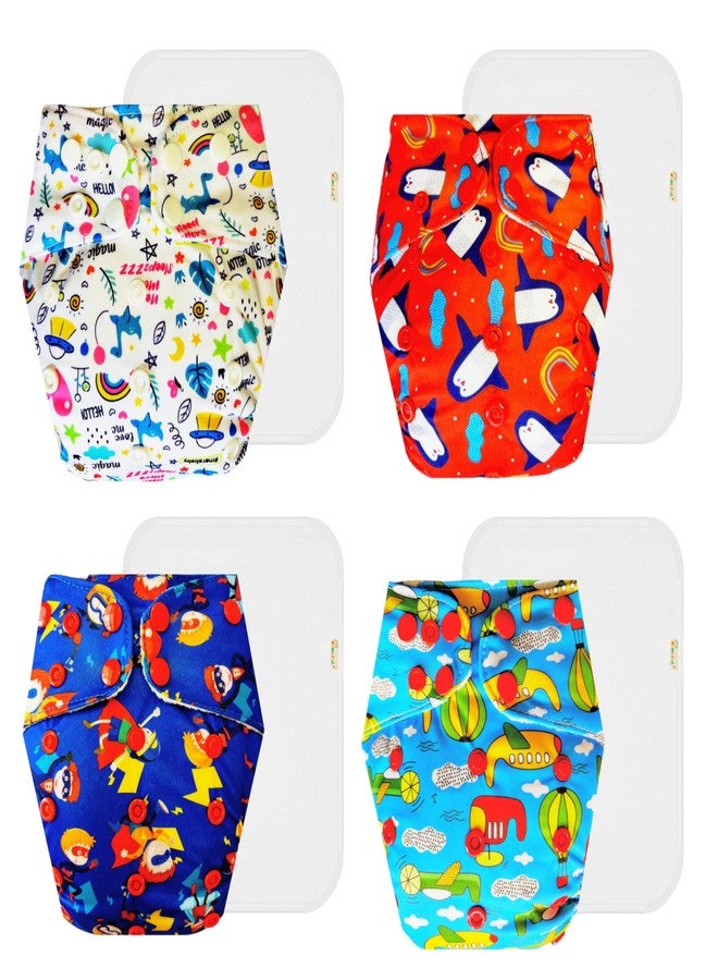 حفاضات دمبلدو القماشية الممتازة مع حشوة قطنية (عبوة من 4) | ناعمة ولطيفة | تسمح بمرور الهواء | مناسبة للسفر | للاستخدام طوال اليوم | من 3 أشهر إلى 3 سنوات | للجنسين - Image 1