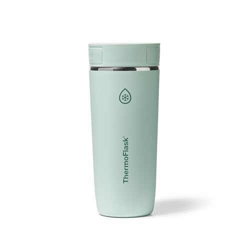 ThermoFlask Stainless Steel Travel Coffee Tumbler with Sip-N-Lok Auto-Seal Lid (16 oz, Sage Green) - Leakproof Insulated Mug for Coffee & Tea - Image 1
