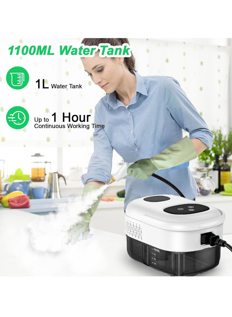 عام منظف ​​البخار 2500 وات 6 سرعات محمول بدرجة حرارة عالية ومنظف بخار للرطوبة في الحمام قابل للتعديل مع 3 رؤوس فرشاة لأثاث الحمام والمطبخ - Image 2