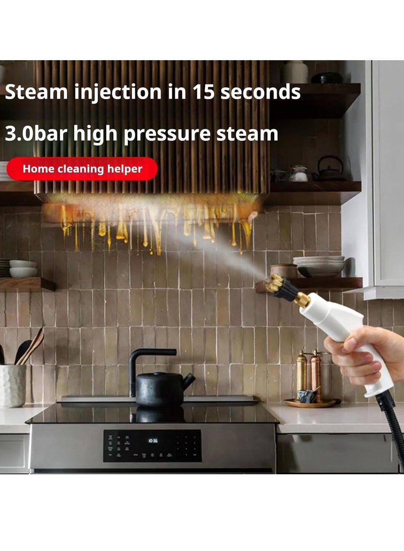 عام منظف ​​البخار 2500 وات 6 سرعات محمول بدرجة حرارة عالية ومنظف بخار للرطوبة في الحمام قابل للتعديل مع 3 رؤوس فرشاة لأثاث الحمام والمطبخ - Image 3