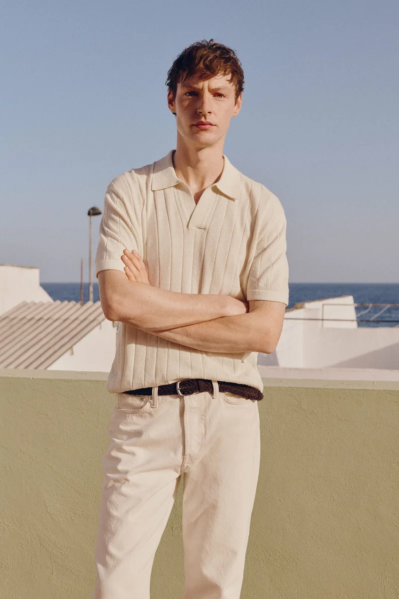 H&M Regular Fit Linen-blend polo shirt