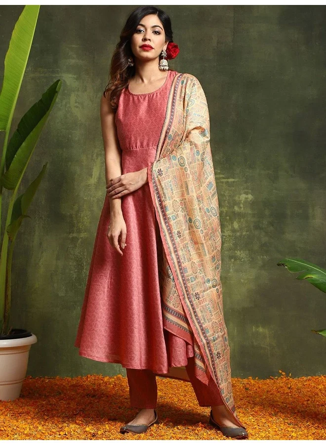 AKS AKS Couture Ethnic Motifs Printed Empire Anarkali Kurta with Trousers & Dupatta