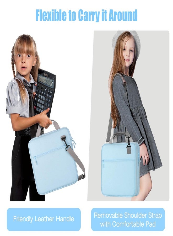 MoKo Zipper Binder, 2 Inch 3 Ring Binder with 500 Sheets Capacity & Shoulder Strap & Handle, Multi-Pocket Zipper Organizer for Middle School, Blue & Gray - Image 5