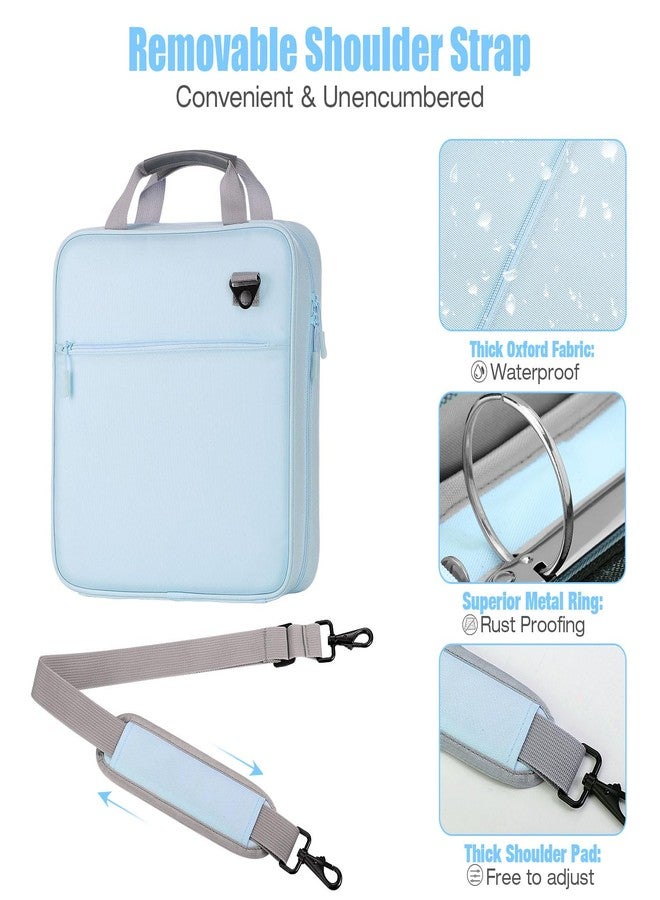 MoKo Zipper Binder, 2 Inch 3 Ring Binder with 500 Sheets Capacity & Shoulder Strap & Handle, Multi-Pocket Zipper Organizer for Middle School, Blue & Gray - Image 4