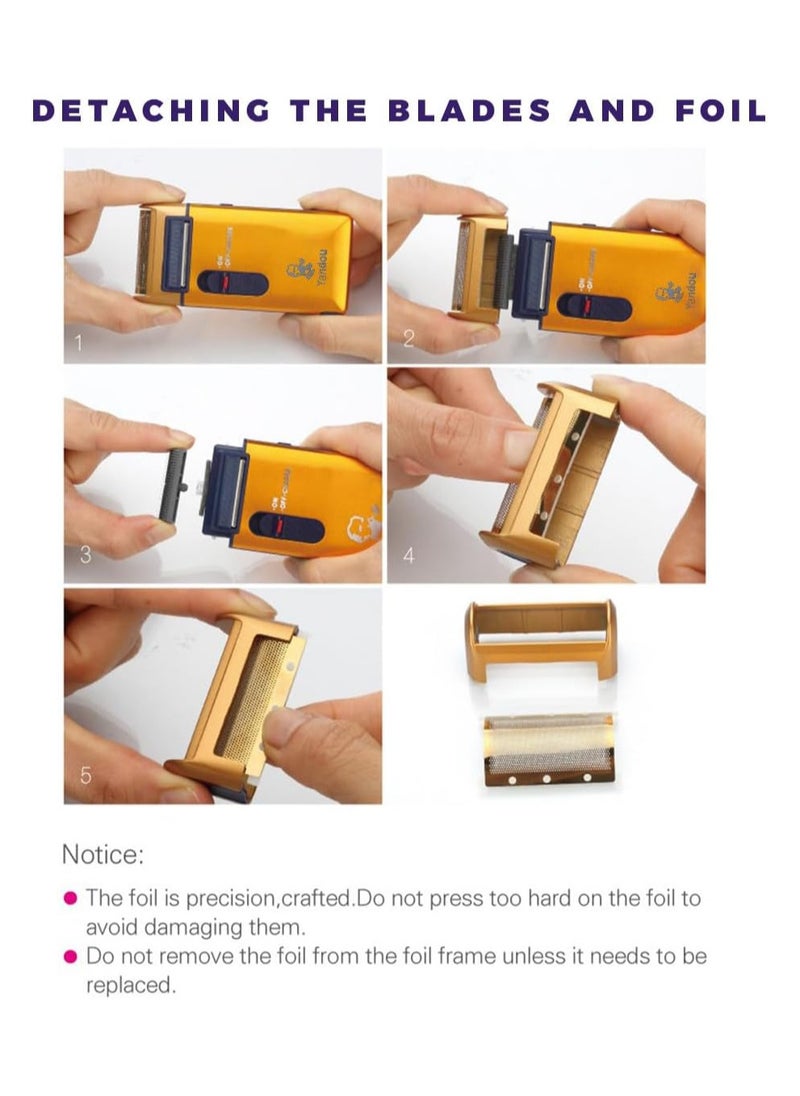 YANDOU Yandou Aluminum Rechargeable Electric Razor for Men - Quick Charge, Continuous Shaving, and Super Hard Titanium Alloy Plating Foil for a Comfortable Grooming Experience, Beard Trimmer, 3W (Gold)  - Image 5