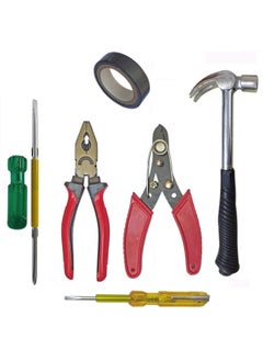 Inditrust Inditrust Hand Tool Kit with Plier Hammer Screwdriver Wire Cutter electric tape electric tester 6 Tools  - Image 1