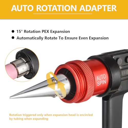 GUOFIS Auto-spin PEX A Expansion Tool, Automatically Rotation Head PEX Expander Kit, with 1/2 Inch 3/4 Inch 1 Inch Expansion Head - Image 3