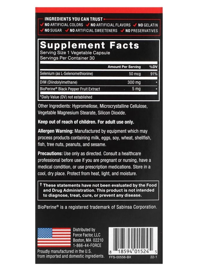 Force Factor Fundamentals DIM Diindolylmethane 30 Vegetable Capsules - Image 2
