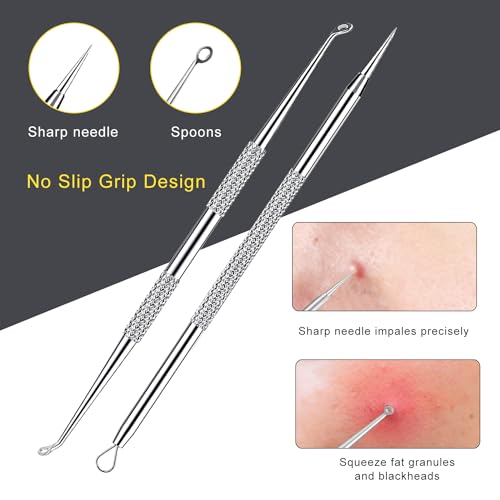 Boxoyx Pimple Popper Tool Kit - Boxoyx 10 Pcs Blackhead Remover Comedone Extractor Kit with Metal Case for Quick and Easy Removal of Pimples, Blackheads, Zit Removing, Forehead,Facial and Nose(All Silver) - Image 5