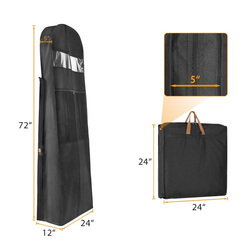 Zilink 72" Wedding Dress Garment Bag Dress Bags for Gowns Bridal Dress Travel Bag with 12â€Gusseted and Accessory Pockets for Wedding Dress, Puffy Gowns [Upgraded Version] - Image 2