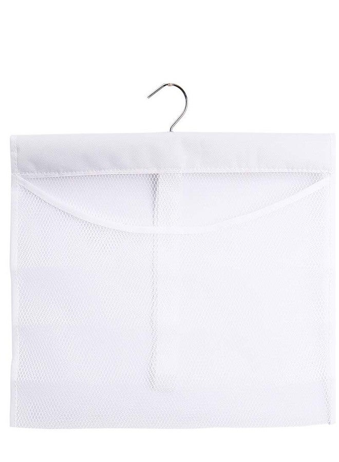 ALYER Hanging Mesh Shower Pockets Caddy for 34oz/1000ml Shampoo and Conditioner, Colorful Bath Toy Organizer, Hanging Tandem Type Closet Accessories Storage Bag, White - Image 1