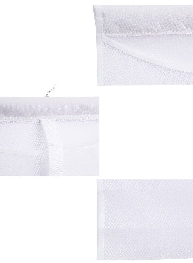 ALYER Hanging Mesh Shower Pockets Caddy for 34oz/1000ml Shampoo and Conditioner, Colorful Bath Toy Organizer, Hanging Tandem Type Closet Accessories Storage Bag, White - Image 4