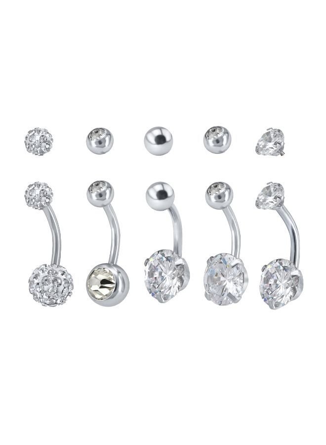 NIBEMINENT 5-Piece Stainless Steel Belly Ring 
