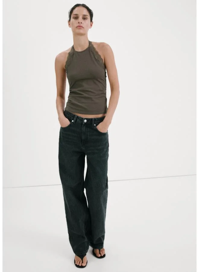 MANGO Lace trim top