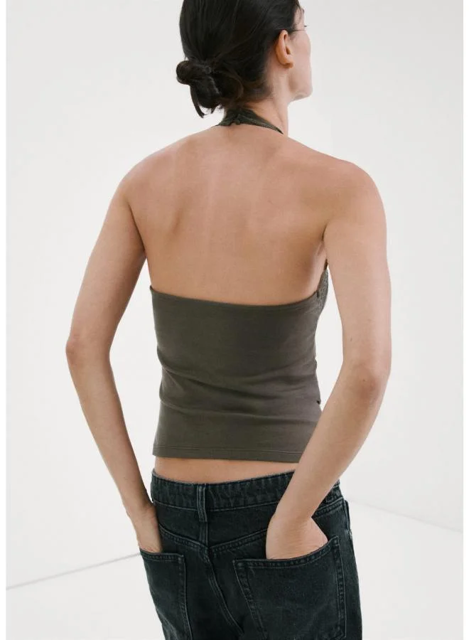 MANGO Lace trim top